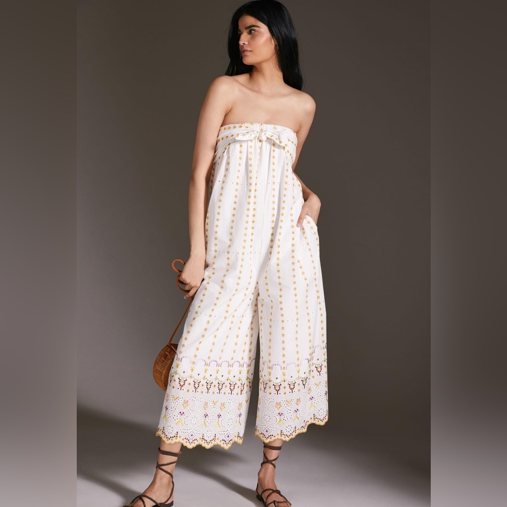 Eyelet jumpsuit. Anthropologie